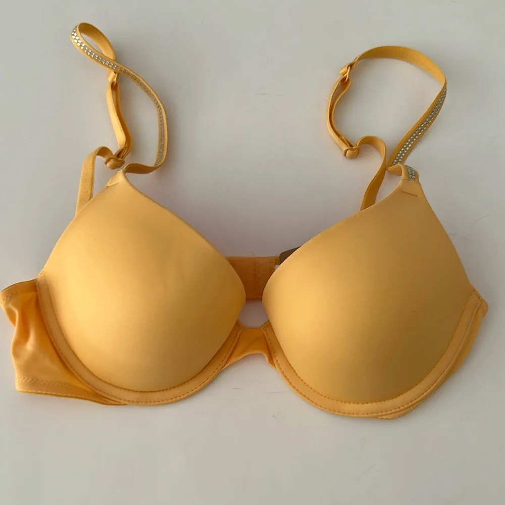 Pink Victoria’s Secret Wear every where yellow push bra Sz 32B